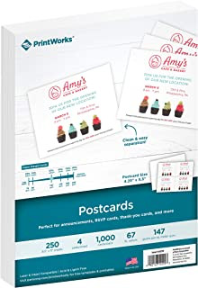 PrintWorks Raffle Tickets, Perforated Cardstock for Tickets with Tear-Away Stubs, 8.5 x 11, 67lb/147gsm, 4 Tickets Per Sheet, 250 Sheets, 1000 Tickets Total, White (04295) (2.75 x 8.5)